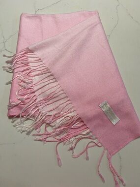 Pashmina Light Pink Ombré Fringe Shawl Cashmere and Silk Blend